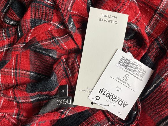 Next Size 10 Check Plaid Shift Dress Red Tartan Smock Festive Xmas Party Black - Picture 11 of 12